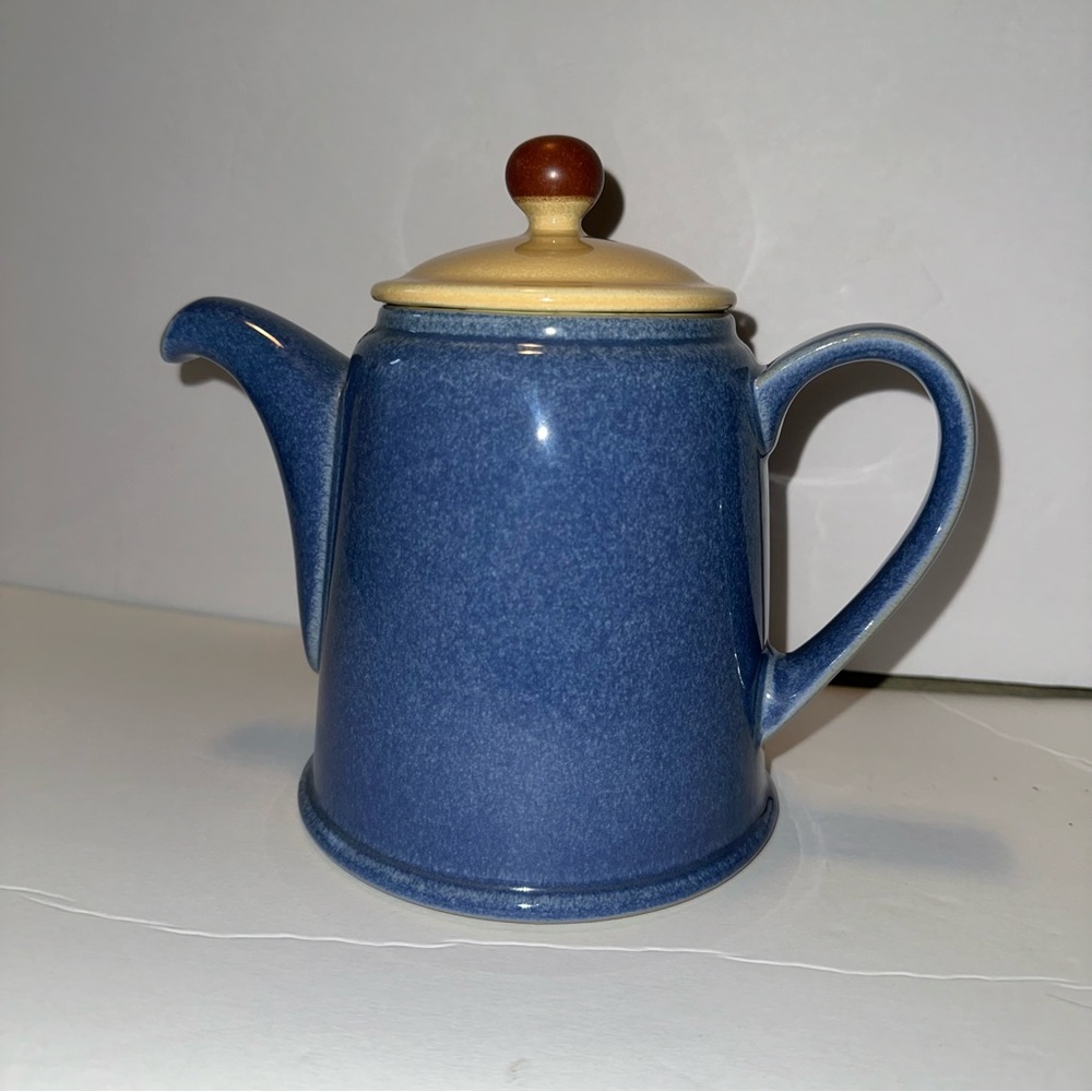Denby Large Juice Teapot - Blue Teapot with Cream Lid
